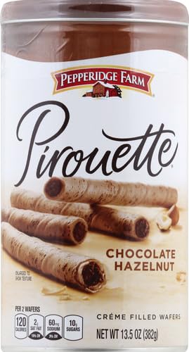 Pepperidge Farm Pirouette Cookies, Chocolate Hazelnut Créme Filled Wafers, 13.5 Oz Tin (Pack of 2)
