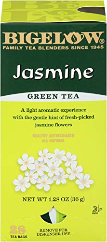 Bigelow Green Tea with Jasmine 28-Count Boxes (Pack of 6) Premium Bagged Jasmine Scented Green Tea Antioxidant-Rich All Natural Medium-Caffeine Tea in Individual Foil-Wrapped Bags