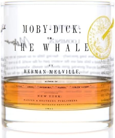 Well Told Classic Literature Rocks Glass - Moby-Dick by Herman Melville - Old Fashioned Whiskey Glass Gift for Book Lovers (11 oz)