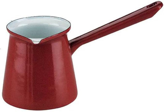 IBILI Turkish Coffee Pot 16.9oz / 500ml | Made in Spain | Enameled Steel in Red ??Turkish Coffee Maker with Spout ??Greek Turkish Coffee Cezve for Traditional Brewing, Espresso, and Arabic Coffee