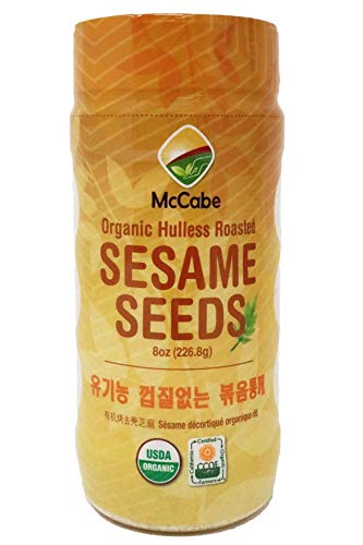McCabe Organic Hulless Roasted Sesame - Rich with Fiber & Minerals | USDA and CCOF Certified | Packed in USA | 8oz