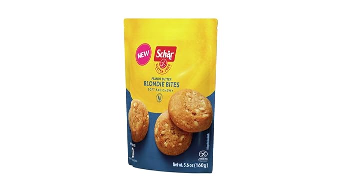 Schär Gluten-Free Peanut Butter Blondie Bites, 8-Pack – Creamy & Crunchy, Bite-Sized, Non-GMO, No Artificial Preservatives, Perfect for Snacking, Lunchboxes, and Sharing