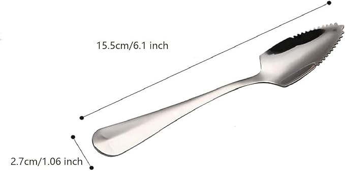 6-Piece set, stainless steel serrated grapefruit spoon, suitable for citrus fruits, kiwi, dragon fruit and other fruitsï¼? inches