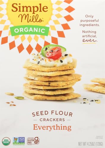 Simple Mills Organic Seed Crackers, Everything - Gluten Free, Vegan, Healthy Snacks, Paleo Friendly, 4.25 Ounce (Pack of 1)