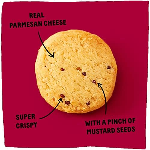 Michel et Augustin Gourmet Crackers, Parmesan Cheese Biscuits with Mustard Seeds, Savory Party Crackers, French Snacks, 3.5 oz. Bags