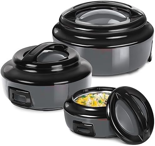 Casserole Ernesto Inner Stainless Steel Jr. Casserole Set of 3 (420 ml, 850 ml, 1.43 litres), Grey | Easy to Carry | Serving | Stackable