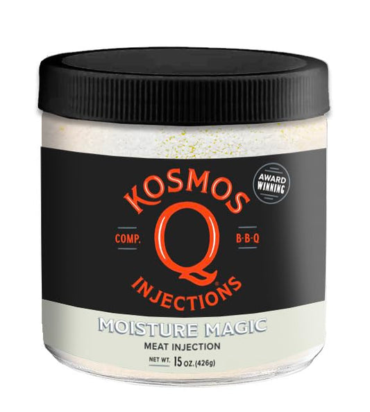 Kosmos Q Moisture Magic BBQ Injection, Phosphate Meat Marinade for Chicken, Pork, Brisket, Fish & More, BBQ Competition Injection Blend to Maximize Juiciness, Flavor & Moisture, Gluten Free, 16 Oz Jar