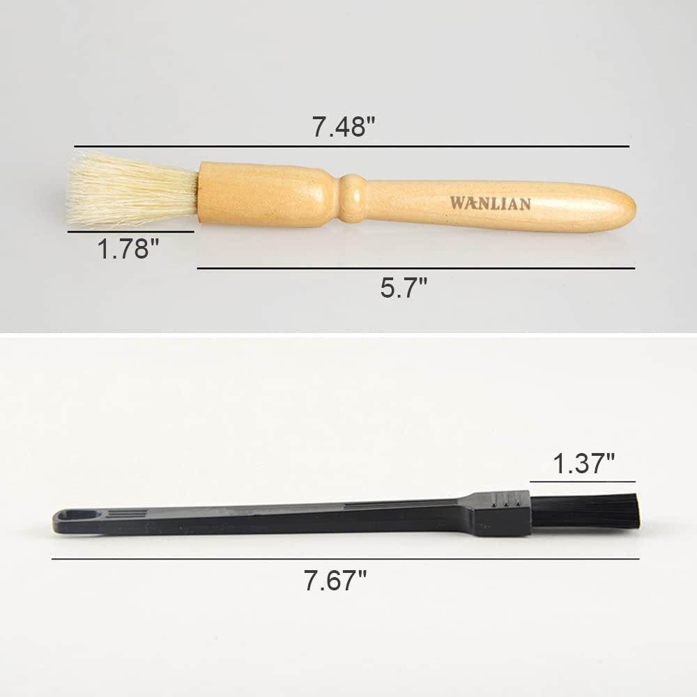 2 Pack Coffee Grinder Cleaning Brush, Heavy Wood Handle & Natural Bristles Wood Dusting Espresso