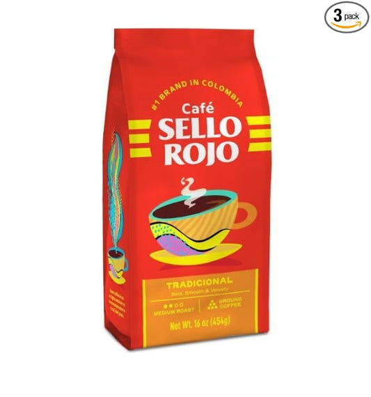 Cafì±?Sello Premium Colombian Coffee | Smooth & Flavorful | Low Acidity, No Bitter Aftertaste | 100% Colombian Medium Roast Ground Coffee | Cafì±?de Colombia | 16 Ounce (Pack of 3)