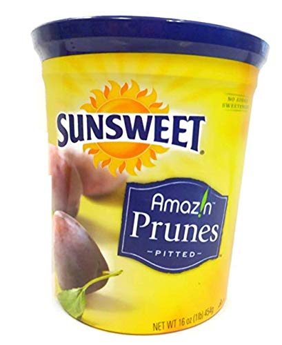Sunsweet Prunes, Pitted Prunes Bundle, ONE 16 oz Canister of Dried Plums Plus "Recipes For Prune Lovers" - GREAT VALUE