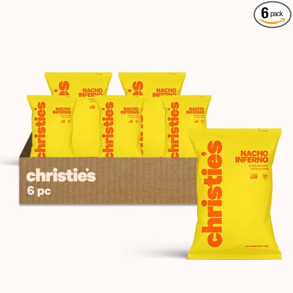 Christie's Chips Nacho Inferno - Super Natural Potato Chips with Spicy Nacho Cheese Flavor - Bold Heat and Cheesy Goodness - The Perfect Party Snack for Heat Seekers - 5 oz - 6 pack