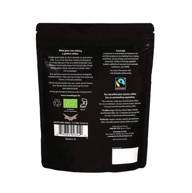 Mount Hagen Jar + Resealable Pouch Decaf Organic Freeze Dried Instant Coffee - Combo Pack | Eco-friendly, Fair-Trade, Medium Roast Arabica Beans [3.53oz Jar + 7.05oz Pouch]