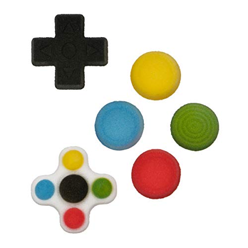 Video Game Controller Button Edible Sugar Cake Toppers, 24 Count