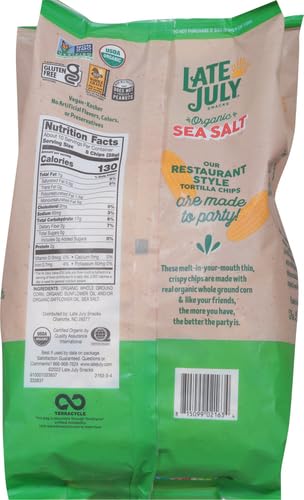 Late July Sea Salt Organic Tortilla Chips, 10.1 Oz Bag (Pack of 2)