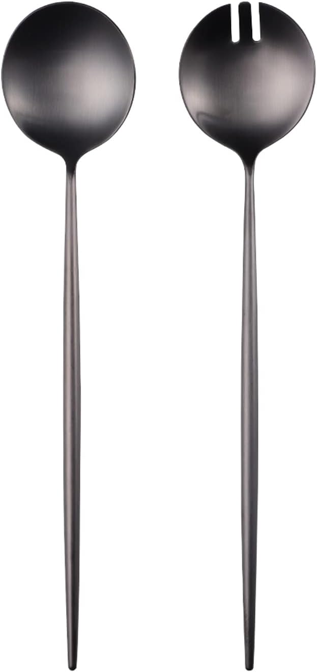 Salad Servers,Spoon and Fork Set 11.41 inch,18/10 Stainless Steel Salad Serving Titanium Plating (Gold)