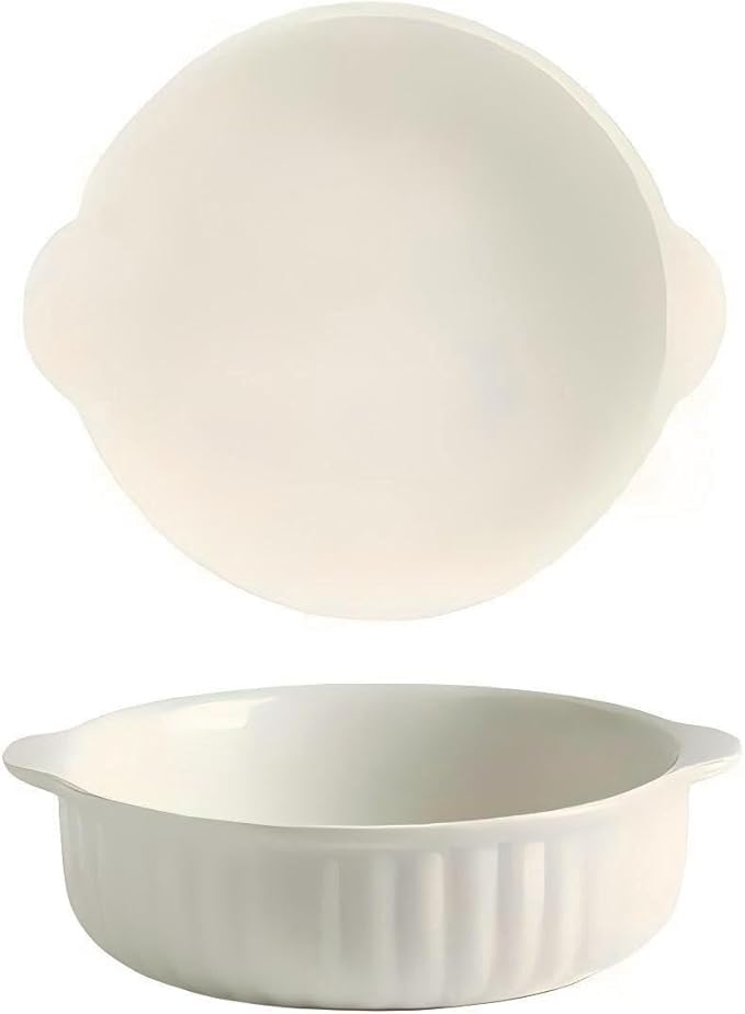 Kbotiques Casserole Dish Made of Scratch-Resistant Ceramic in White for Hot Air Fryer, for Preparing Lasagne, Soup, Tiramisu and More Fryer Accessories (8 Inches)