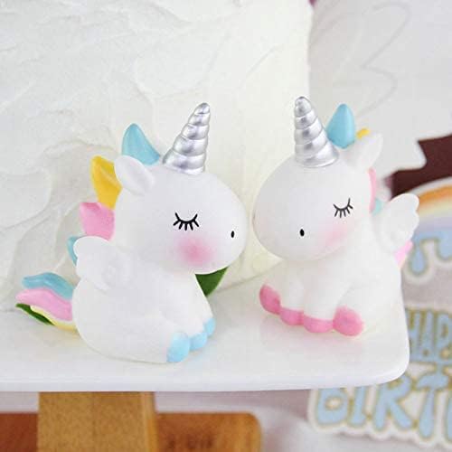 Unicorn Cake Decorations - 2 Pc Set with Unicorn Cake Toppers, Angel Wings & Cupcake Toppers - Perfect for Kids Birthday Parties, Baby Showers & Weddings - Blue & Pink