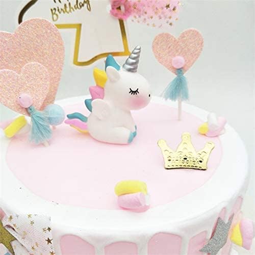 Unicorn Cake Decorations - 2 Pc Set with Unicorn Cake Toppers, Angel Wings & Cupcake Toppers - Perfect for Kids Birthday Parties, Baby Showers & Weddings - Blue & Pink