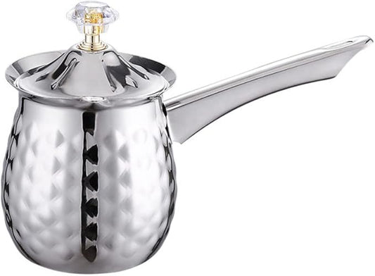 Turkish Coffee Maker, Chai Pot, Arabic & Greek Coffee Pot, 600 Ml / 20 Oz Silver Ibrik