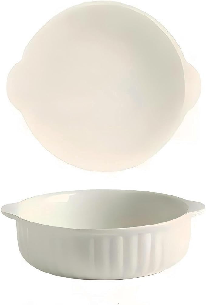 Kbotiques Casserole Dish Made of Scratch-Resistant Ceramic in White for Hot Air Fryer, for Preparing Lasagne, Soup, Tiramisu and More Fryer Accessories (6 Inches)