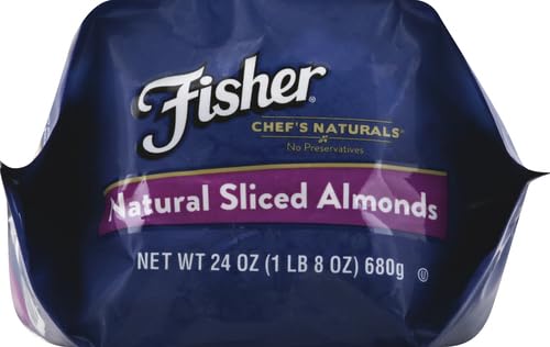 Fisher Chef's Naturals Unsalted Sliced Almonds 24oz (Pack of 2), Raw Nuts Perfect for Cooking, Baking & Snacking, Vegan Protein, Keto Snack, Gluten Free