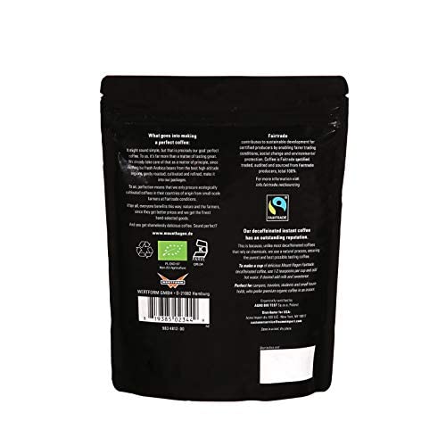 Mount Hagen 7.05oz Organic Freeze Dried Instant Decaf Coffee | Made From Organic Medium Roast Arabica Beans | Fair-Trade, Eco-friendly Instant Decaffeinated Coffee in Resealable Pouch Bag [7.05oz]