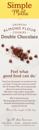 Simple Mills Almond Flour Crunchy Cookies, Double Chocolate Chip - Gluten Free, Vegan, Healthy Snacks, Made with Organic Coconut Oil, 5.5 Ounce (Pack of 1)