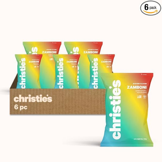 Christie's Chips Zamboni Mystery Flavor - Super Natural Potato Chips - Tart, Sweet, & Smokey, No Refined Sugar, Vegan, Gluten-Free, All-Natural, Spicy Kick & Jalapeno, 100% Plant Based - 5 oz - 6 Pack