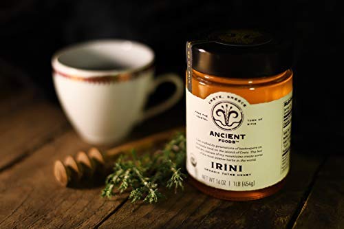 Thyme Honey by Ancient Foods - Organic Honey Raw Unfiltered Authentic Greek Honey from Greece | Organic Thyme Honey | Real Honey from Crete, Greece | 454g (Irini)
