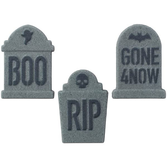 Tombstones Grave Edible Sugar Cake Toppers, 12 Count