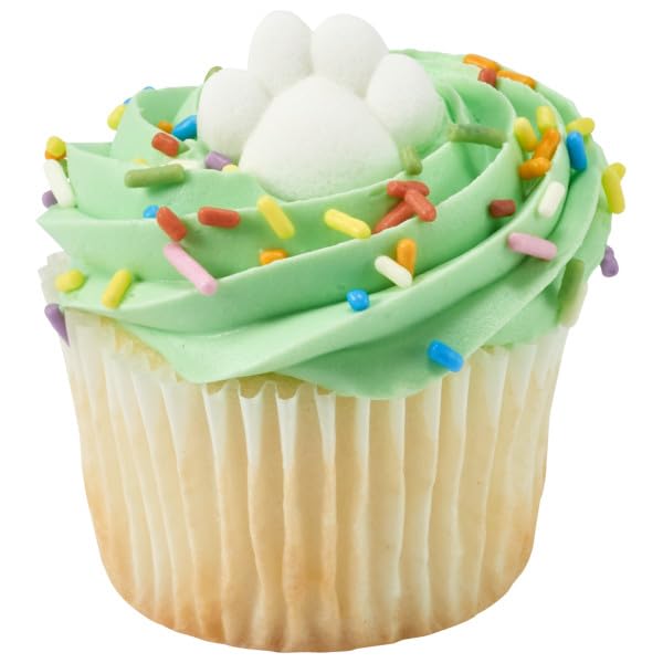White Animal, Dog, or Cat Paw Edible Sugar Cake Toppers, 24 Count