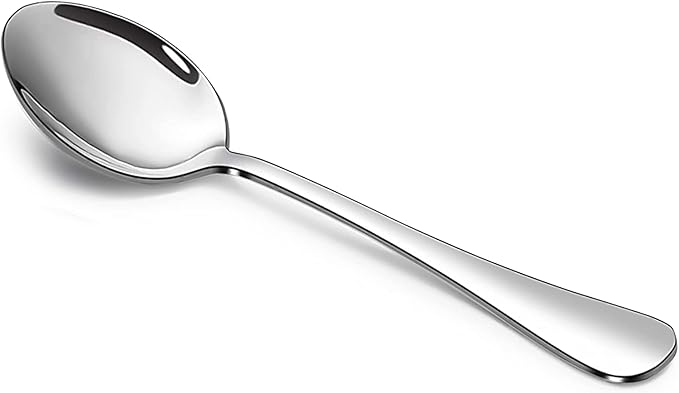 SANTUO Stainless Steel Dinner Spoon Set, 12 Piece 7.3" Silverware, Table Soup Spoons, Mirror Finish, Dishwasher Safe