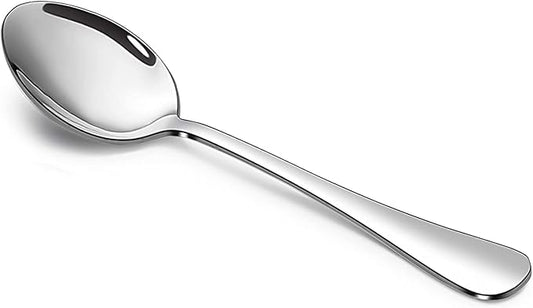 SANTUO Stainless Steel Dinner Spoon Set, 12 Piece 7.3" Silverware, Table Soup Spoons, Mirror Finish, Dishwasher Safe