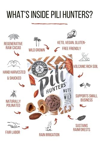 Pili Hunters Wild Sprouted Pili Nuts - Raw Cacao & Organic Coconut Sugar - Paleo & Vegan Keto Snack for Low Carb Energy - Gluten & Dairy Free Superfood - Non-GMO - As Seen on Shark Tank - (16 oz Bag)