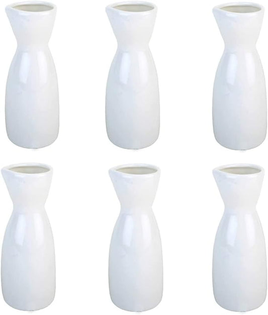 JapanBargain, Porcelain Sake Carafe Sake Bottle for Cold Sake and Hot Sake Microwave Safe (6, 4 oz - White)