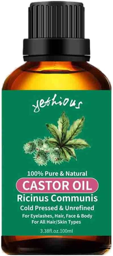 yethious Castor Oil Organic Cold Pressed Unrefined Growth for Eyelashes, Eyebrows, Hair. Skin Moisturizer & Hair Treatment Starter Kit