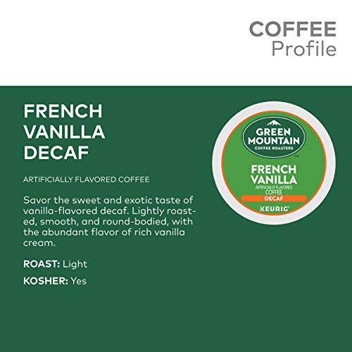 Green Mountain Coffee Roasters French Vanilla Decaf Keurig Single-Serve K-Cup pods, Light Roast Coffee, 72 Count