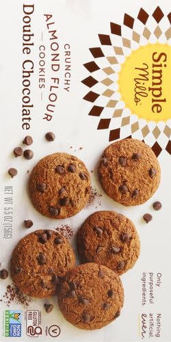 Simple Mills Almond Flour Crunchy Cookies, Double Chocolate Chip - Gluten Free, Vegan, Healthy Snacks, Made with Organic Coconut Oil, 5.5 Ounce (Pack of 1)