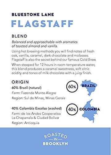 Bluestone Lane Flagstaff Ground Coffee, Medium Roast, Filter & Cold Brew Blend, 12 Ounce Bag