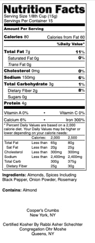 Cooper's Crumbs All Natural Gluten Free Low Carb Bread Crumb Alternative, High Protein, Vegan, Certified Kosher, Paleo, Keto (Original Four Spice Salute)
