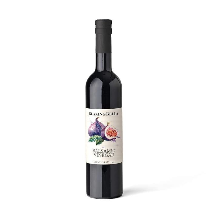 Blazing Bella Fig Balsamic Vinegar (16.9 Fl Oz - 500ML) Made with Premium Italian Aged Balsamic - Perfect for Tomato Basil Mozzarella Caprese Salad
