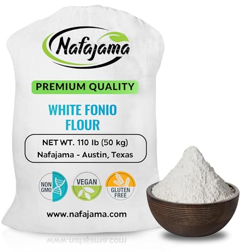 Nafajama Premium Gluten-Free White Fonio Flour | Ancient African Superfood | All-Natural, Non-GMO, Vegan, High-Fiber ??1 Bag of 110 lb / 50 kg