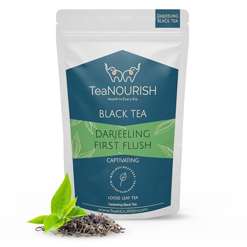 TeaNOURISH Darjeeling First Flush Black Tea | Single Estate Refreshing & Aromatic | Loose Leaf Tea | Freshly Sourced Direct From Origin - 1.76oz/50g