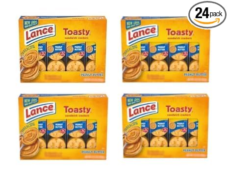 Lance Toasty Peanut Butter Sandwich Crackers, 6 Packs of 4, 5.1 oz (Pack of 4)