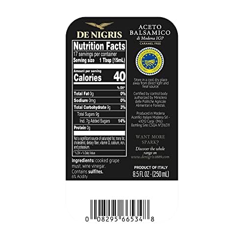 De Nigris Balsamic Vinegar Of Modena Excellence Line - Platinum Eagle (65% Grape Must) 8,5 Oz (250ml) | Balsamic Vinegar From Modena Italy, Sublime And Full-bodied Taste
