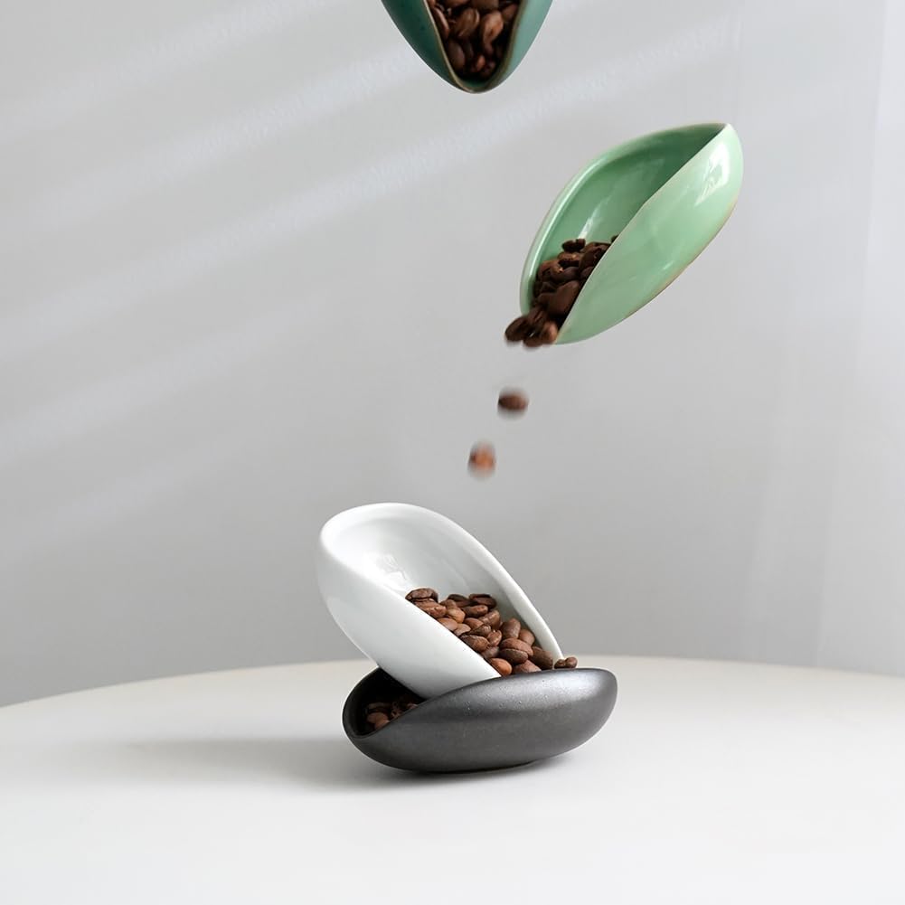 watchget Ceramic Coffee Dosing Cup & Tea Storage Tray, White