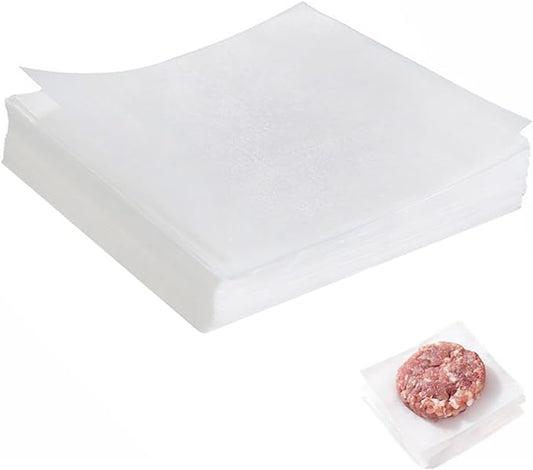 100Pcs 6" x 6" Unbleached Parchment Paper, Burger Patty Paper, Non-Stick Squares Wax Paper Sheets for Seperating Patty, Cookies, Baking, Wrapping Candies
