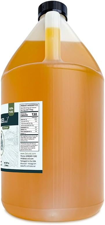 Zatural Flaxseed Oil Naturally Grown 100% Pure Flax Seeds Cold Pressed Vegan Omega Fatty Acids 128oz (1 Gallon)