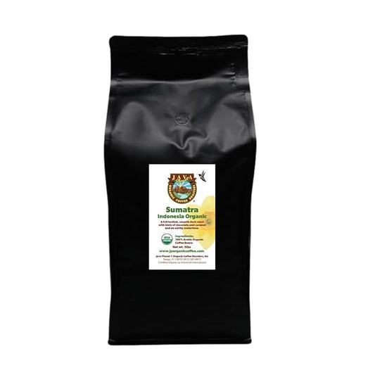 Low Acid Organic Coffee ??Whole Bean, Mold-Free & Stomach Friendly by Java Planet, Sumatran Single Origin Coffee, Dark Roast, Smooth Full Flavored, 5LB Bag