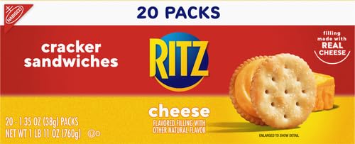 RITZ Cheese Sandwich Crackers, 20 Snack Packs (6 Crackers Per Pack) (Pack of 2)